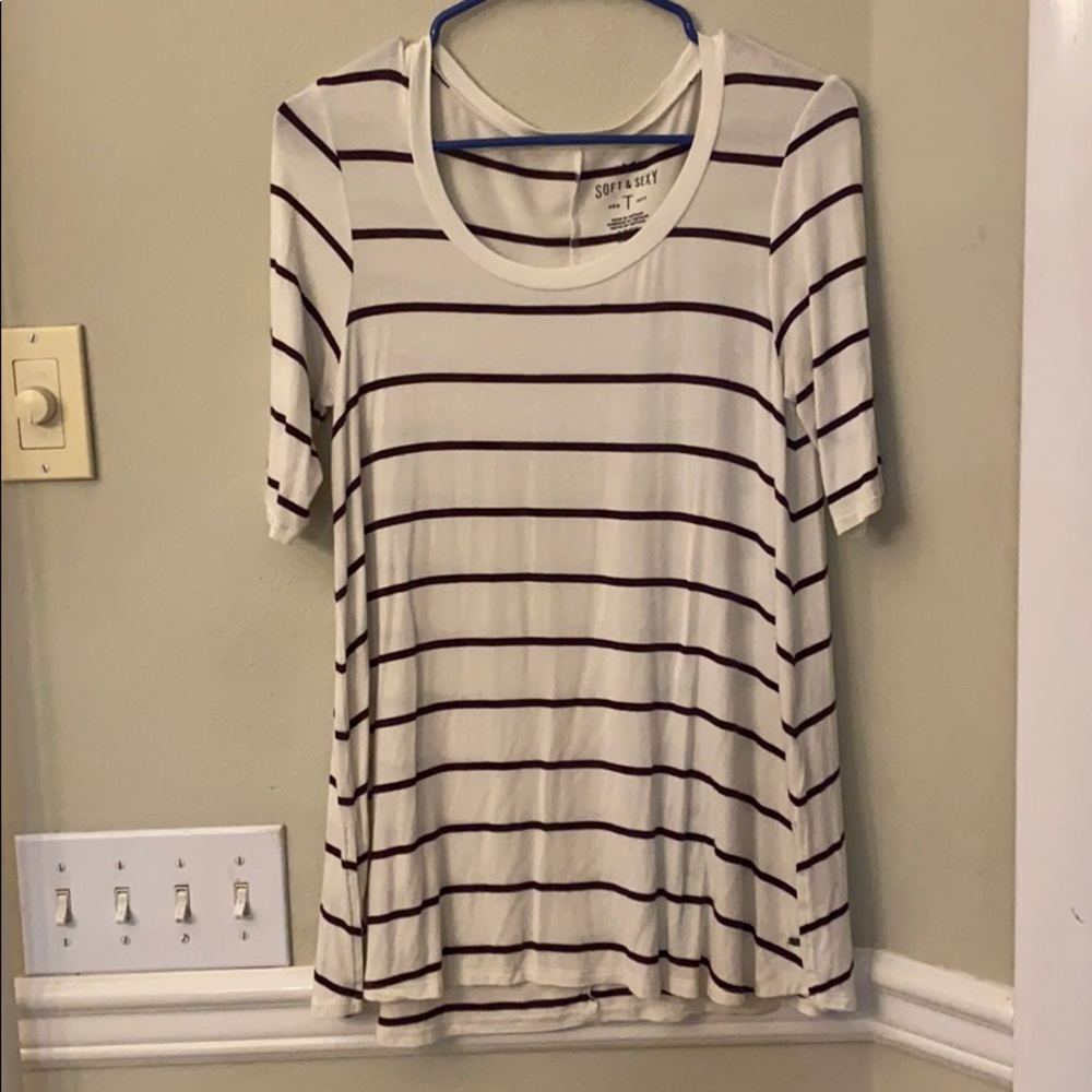 Maroon and white long shirt